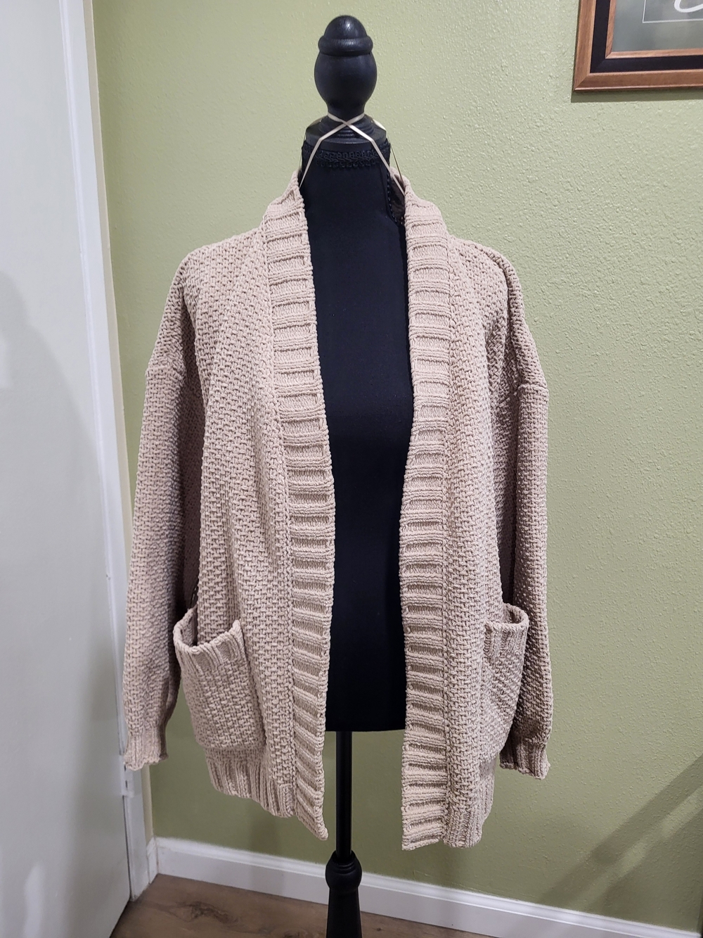 Billabong Sea Side Chenille Blend Oversized Taupe  Cardigan
